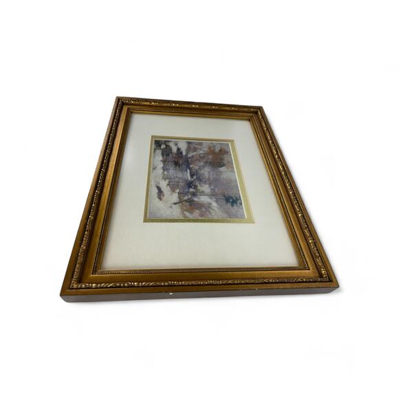 Framed Winter Landscape Painting Print in Gold Ornate Frame - Picture 3 of 6